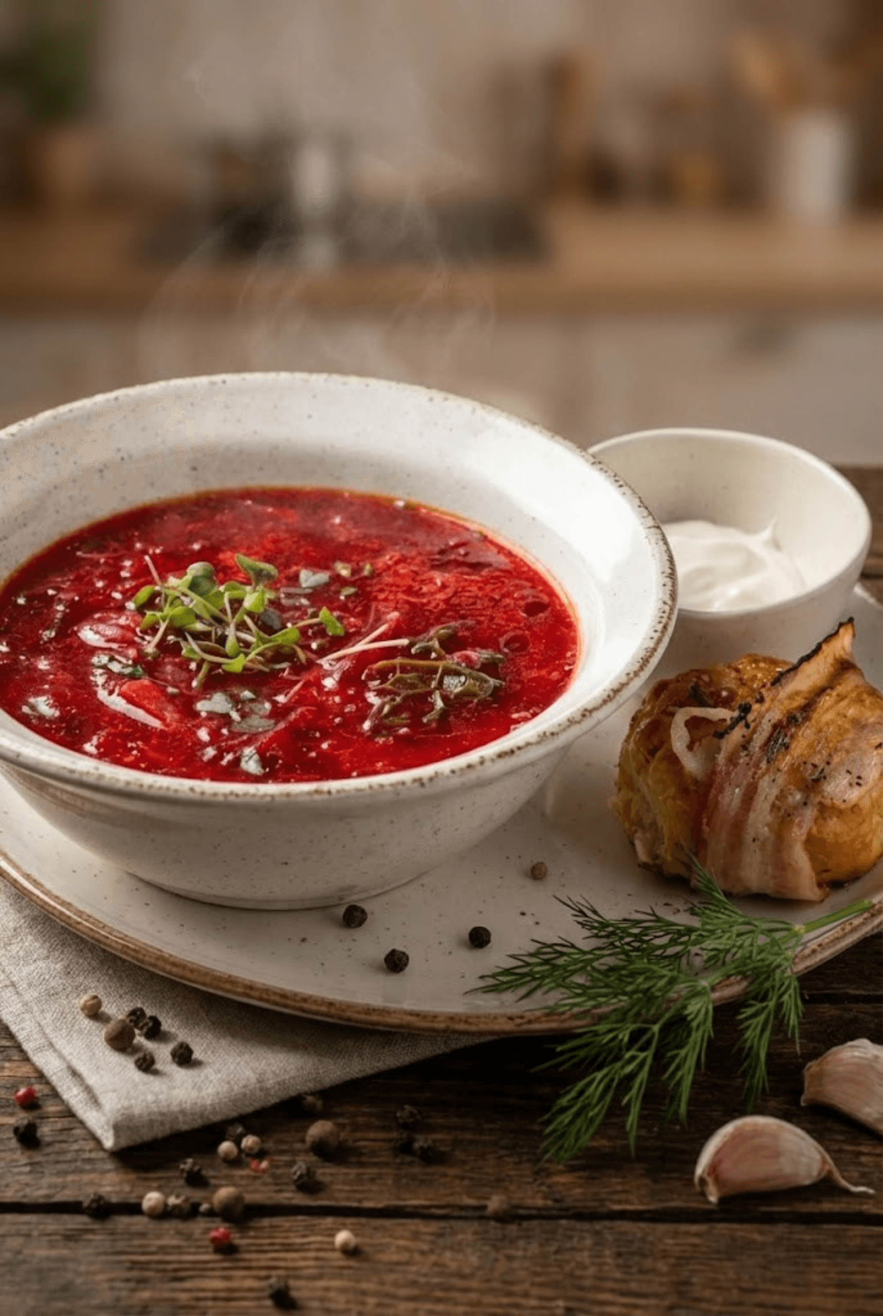 Traditional Ukrainian beetroot soup